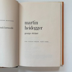 Martin Heidegger George Steiner 1979 Hardcover DJ Viking Press Modern Masters
