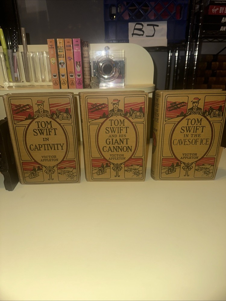 1913 ANTIQUARIAN APPLETON TOM SWIFT VINTAGE BOOKSET GROSSET&DUNLAP HC DECOR BOOK