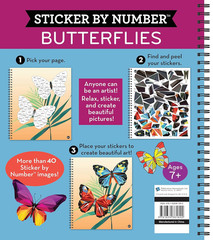 Brain Games – Sticker by Number: Butterflies – 2 Books in 1 (42 Images to Sticke