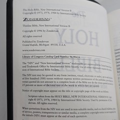 1996 NIV Thinline Bible Zondervan Black Premium Bonded Leather