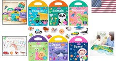 Interactive 6 Pack Reusable Sticker Books – Creative Travel Toys for Young Kids