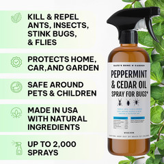 Peppermint Oil Spray for Bugs, Ants, Insects, Spiders, Roaches, Stink Bug. Pesti