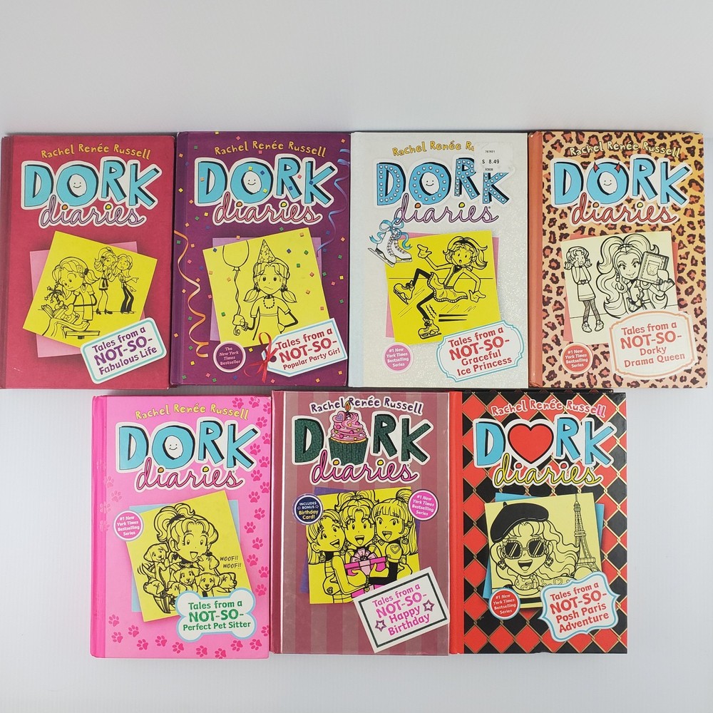 Lot of 7 Dork Diaries by Rachel Renee Russell Hardcover 1 2 4 9 10 13 15
