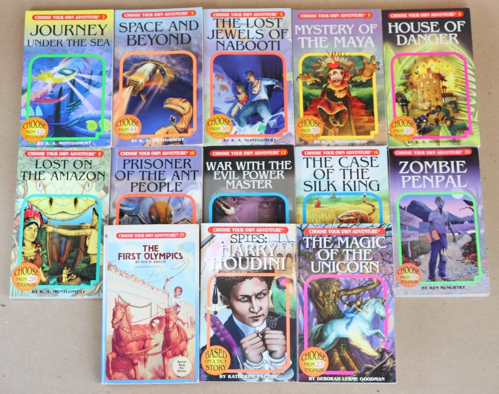 Lot of 13 Choose Your Own Adventure Paperbacks 2,3,4,5,6,9,10,12,14,34, VTG 77