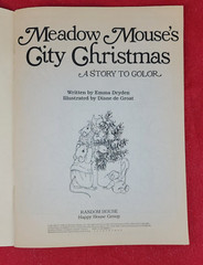 Vintage 1988 Meadow Mouse’s City Christmas Story Coloring Book 47 Pages