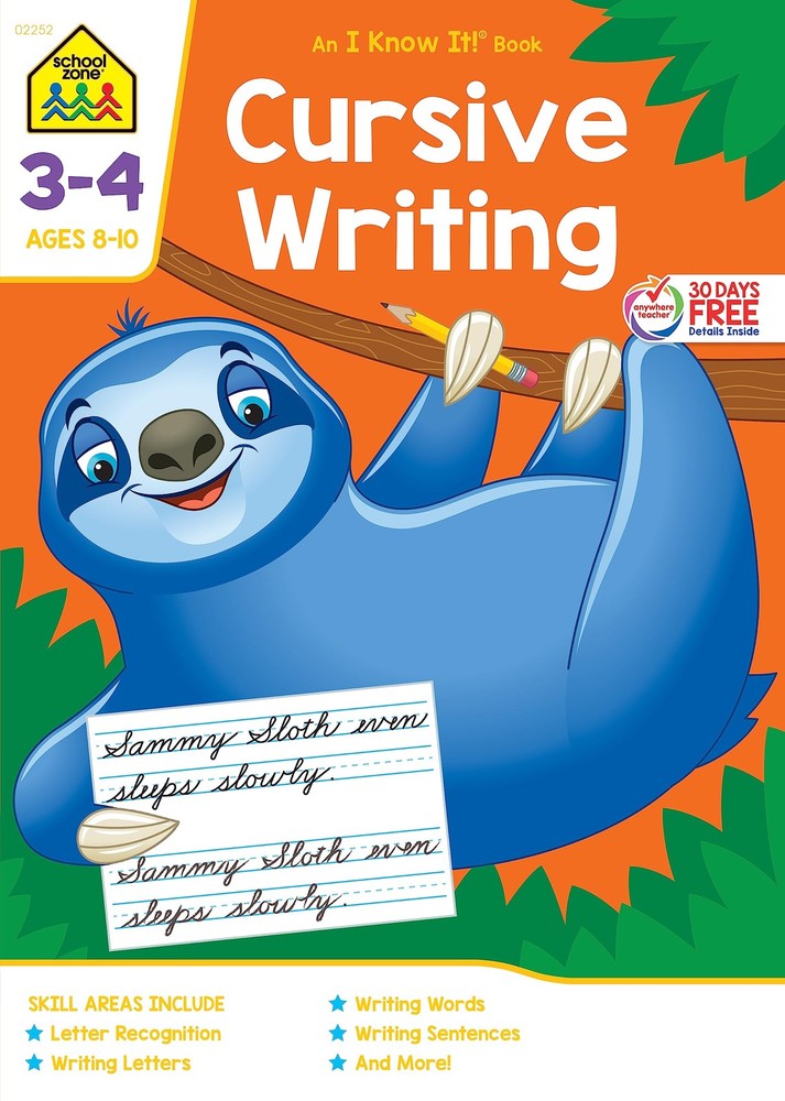 School Zone Cursive Writing Workbook: 64 Pages, 3rd Grade, 4th Grade, Practi…