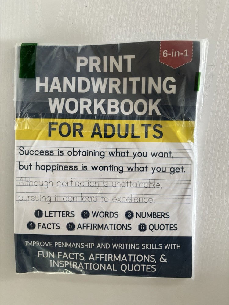 Print Handwriting Workbook for Adults: 6-in-1 Practice Book
