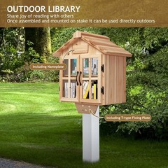 Little Library Box Outdoor Free Library Kit, Updated Double Doors Literature Lit