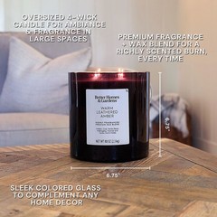 Warm Leathered Amber Scented 4-Wick 80Oz (2.26 Kg) Large Oversized Jar Candle