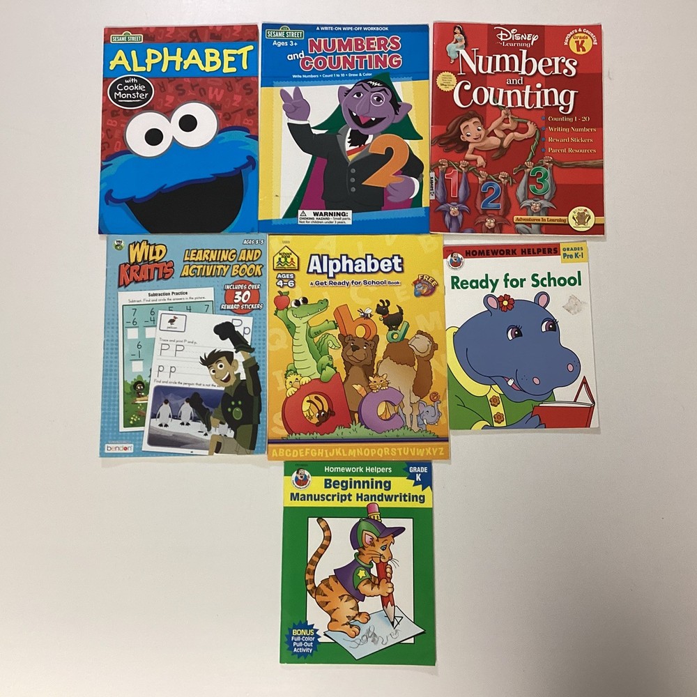 Alphabet Numbers Printing Practice Preschool Kindergarten 7 Activity Book Lot