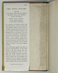VTG The Pope Speaks: The Teachings of Pope Pius XII – 1957 HC/DJ Pantheon Books
