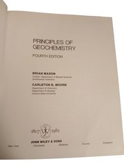 Principles of Geochemistry 4th Ed. by Brian Mason Hardcover 1982