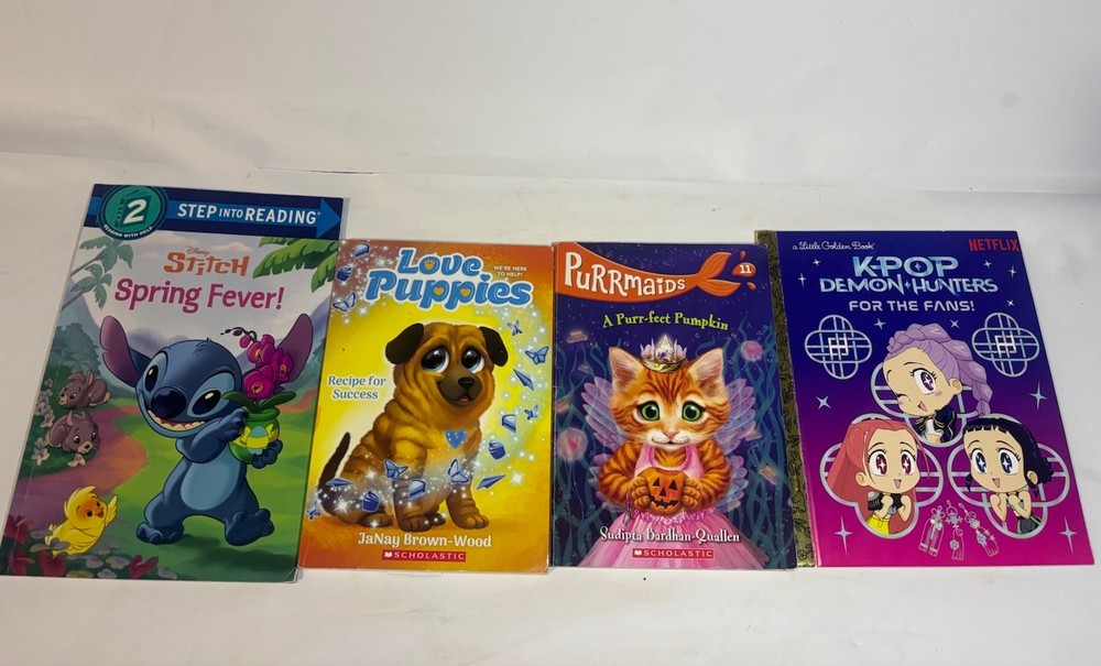 Scholastic Kids Paperback Lot of 4 Disney Stitch PuRRmaids Love Puppies K-Pop