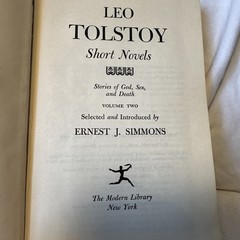 Vintage FIRST MODERN LIBRARY EDITION Leo Tolstoy SHORT NOVELS Volume 2 1966