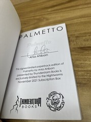 PALMETTO Ania Ahlborn Signed Limited Edition Thunderstorm Books 2021 horror