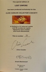 LOST EMPIRE Cussler & Blackwood, Limited Edition SIGNED in Slipcase