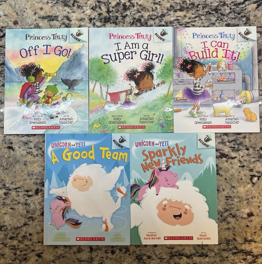 Scholastic Acorn Beginning Readers- Princess Truly & Unicorn and Yeti-5 Book Lot