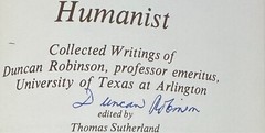 Duncan Robinson: Texas Teacher & Humanist Signed 1976 Hardcover 1st. Ed.