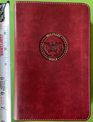 CSB MILITARY BIBLE (Burgundy LeatherTouch) Red Letter, NEW in Sleeve Case!