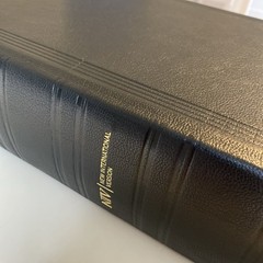 LARGE Holy Bible NIV – Black Morocco Leather Lectern Bible with Box – 1986