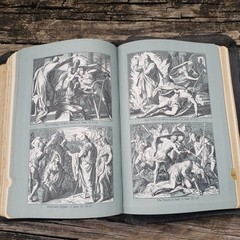 1941 HOLY BIBLE „The Good Samaritan” Illuminated King James Version Red Letter