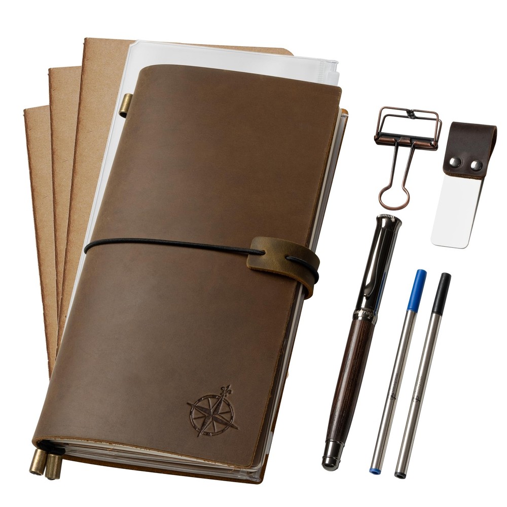 WANDERINGS Regular Size Travelers Notebook Bundle – 4.5″ x 8.5″ (11.5 x 22cm)…