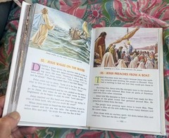 CATHOLIC PICTURE BIBLE – WHITE LEATHER, GILDED PAGE EDGES