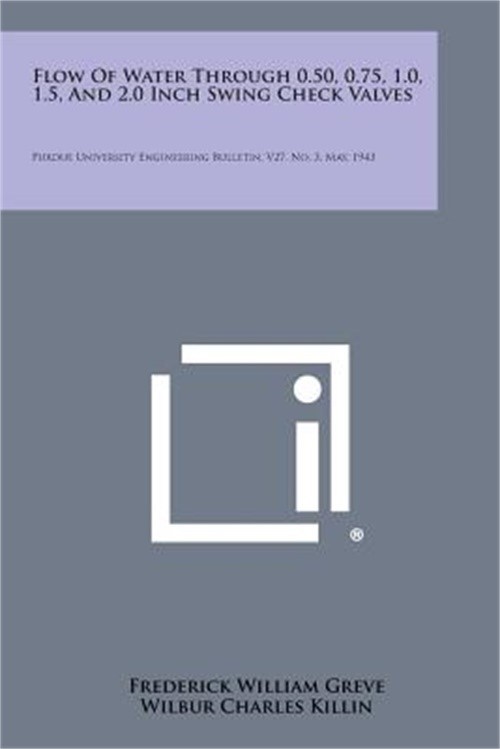 Flow of Water Through 0.50, 0.75, 1.0, 1.5, and 2.0 Inch Swing Check Valves: Pur