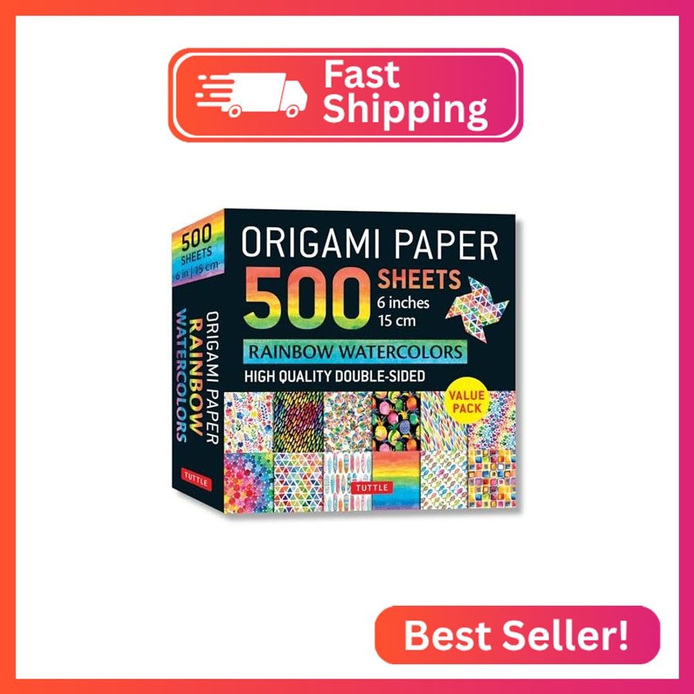 Origami Paper 500 sheets Rainbow Watercolors 6″ (15 cm): Tuttle Origami Paper: D