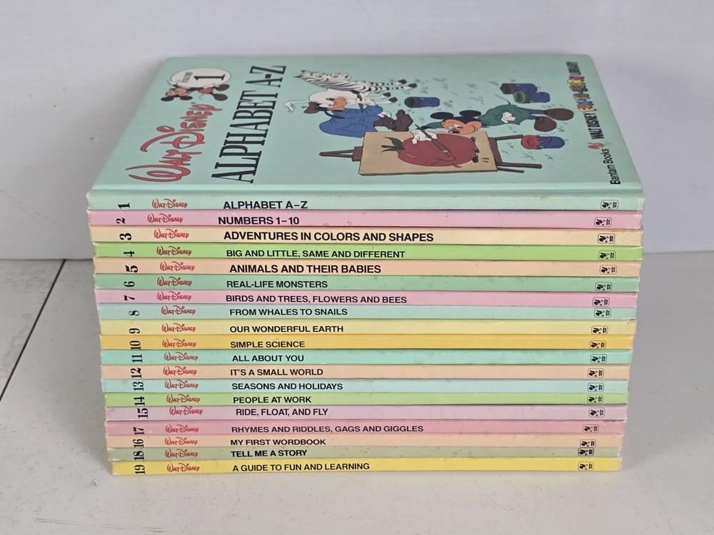 Walt Disney 1983 Fun-To-Learn Library Hardcover Book Set 1-19 Complete VGC
