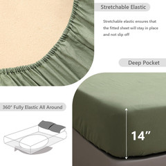 100% Linen Fitted Sheet King, 14 Inch Deep Pocket Mattress