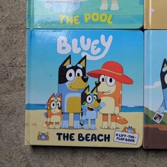 4 x BLUEY BOARD PICTURE BOOKS THE BEACH THE POOL CHARADES BOB BILBY