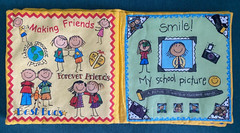 NEW Handmade Sewn Cranston SCHOOL DAYS Cloth Book 2004, 12 pages, 9″ Square