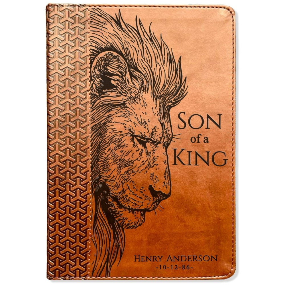 Personalized KJV Study Bible, Son of a King Lion Design, Custom Name Engraved