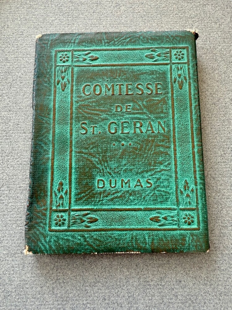 Antique Green Little Leather Small Book Comtesse De Geran Dumas NY