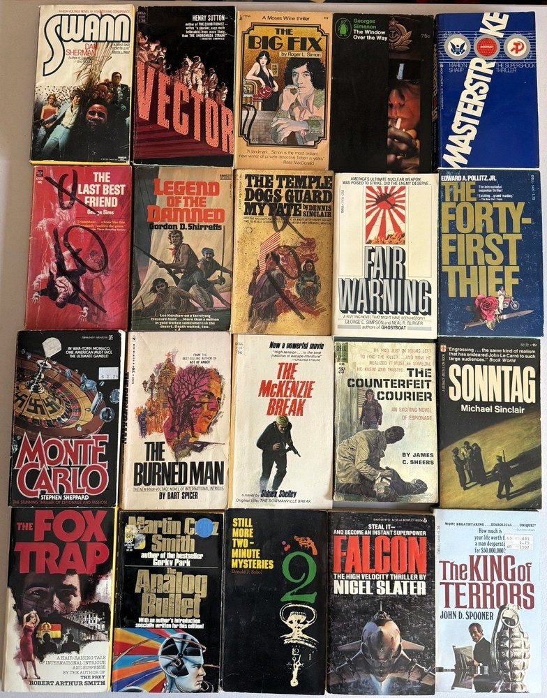 lot of 20 VINTAGE PAPERBACKS – action thriller espionage suspense mystery