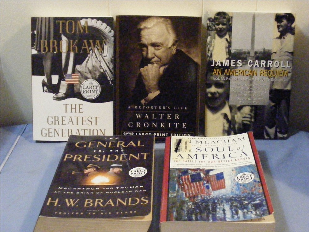 Lot of 5 NONFICTION – LARGE PRINT – Different Authors -Trade PB (4) FREE SHIP