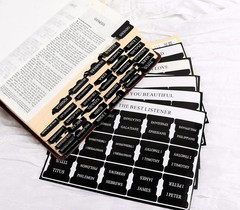 Black Bible Tabs for Men – Paper Index Tabs for Scripture Study & Chapter Marker