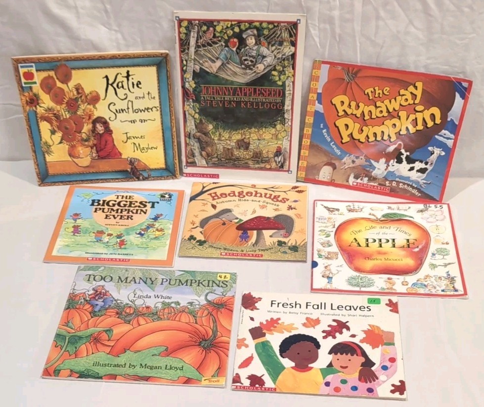 8 Children’s Picture Books Fall, Autumn, Pumpkins, Johnny Appleseed, Classroom +