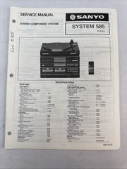Vintage Sanyo Service Manual Model Number SYSTEM 585
