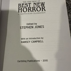 The Very Best of Best New Horror – Jones – Signed Limited 261/300 Earthling HCDJ