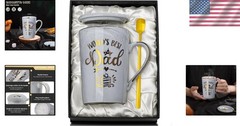 World’s Best Dad Funny Mug – 14oz Grey Marble Ceramic Gift Set for Father’s Day