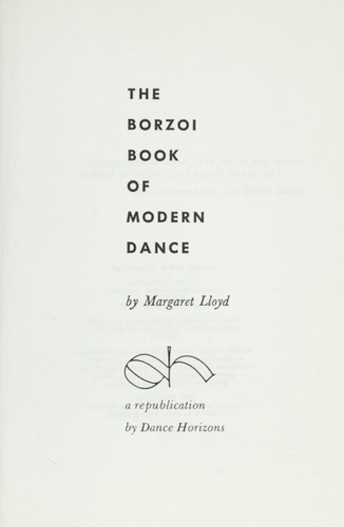Borzoi Book of Modern Dance Paperback Margaret Lloyd