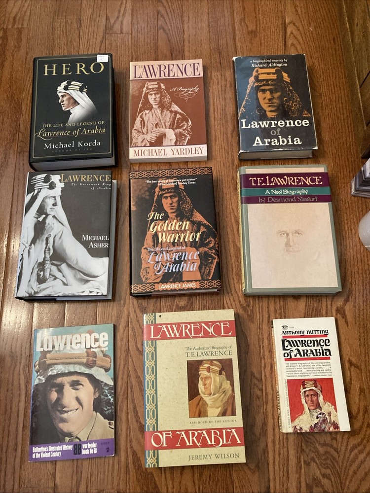 T. E. Lawrence Biography Book Lot. 9 Total. Stewart 1977 First US Edition