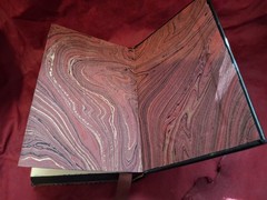 Chaos-Tom O’Neill-FORE EDGE PAINTING Leather Red Gold Skull One-of-a-Kind Manson