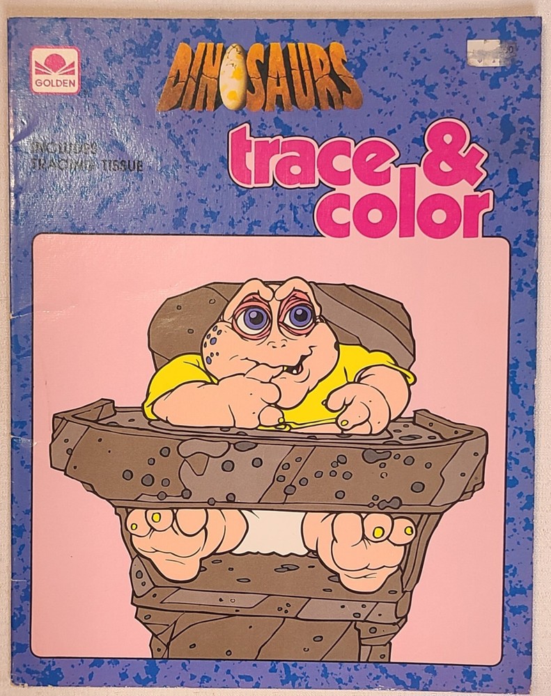 Dinosaurs TV Show Trace & Color Golden Coloring Book Vtg Retro 90s Disney NOS