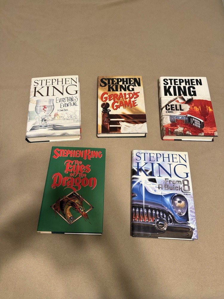 LOT OF 5 Stephen King Hardcover Book Gerald’s Game Buick Cell Eye Dragon HCDJ