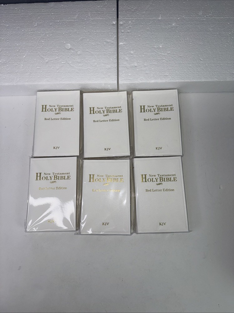 Holy Bible New Testament KJV White Mini Leatherette Cover 4.5” x 3” Set of 6