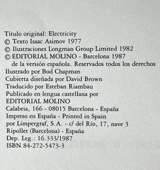 Isaac Asimov Electricidad 1987 Spanish Science Book Como Descubrimos Molino