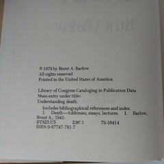 1979 „Understanding Death” By Brent. A. Barlow Hardcover, Dust Jacket, Good Cond